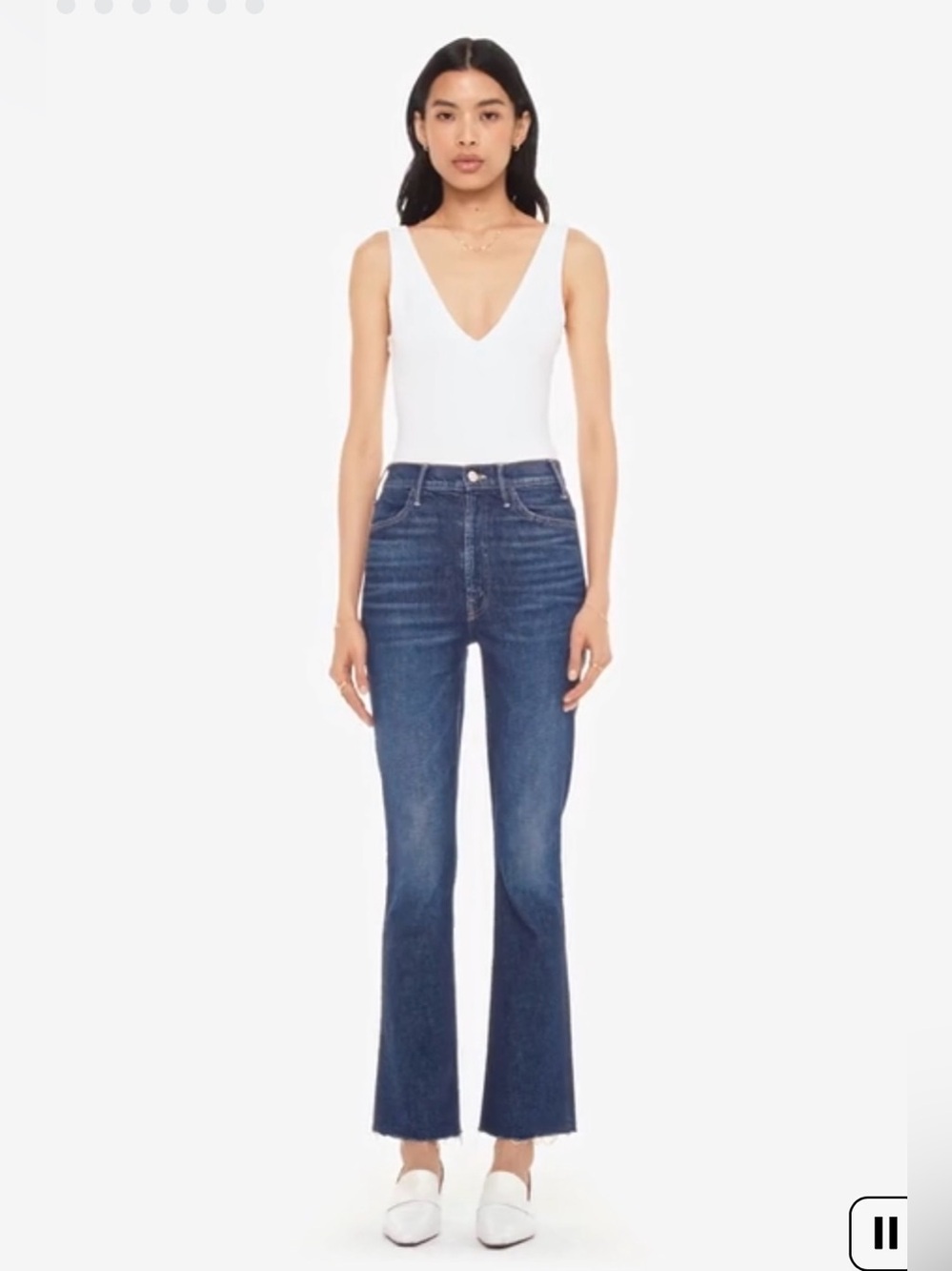 MOTHER Lil Hustler Flood Fray, subtly flared denim jean.
